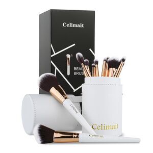 12 Piece White Professional Soft Synthetic Bristles Makeup Brushes Set With Case